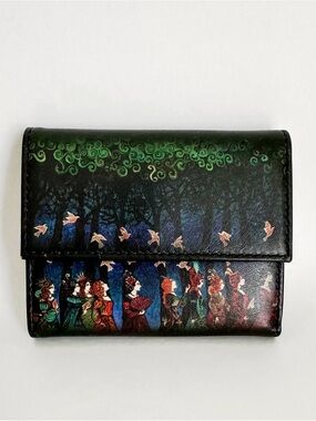 Jeon Los Angeles Leather Tri-Fold Wallet Women of the Sacred Grove Vintage Art